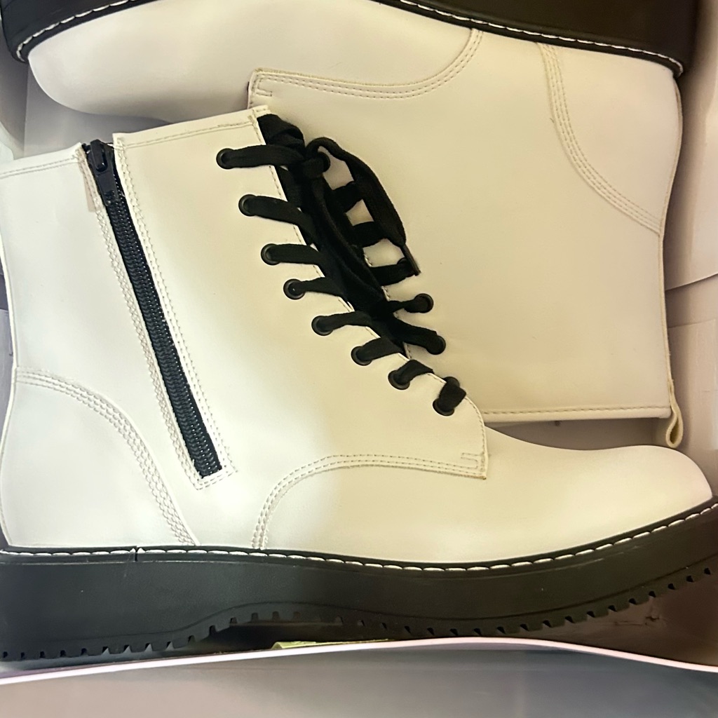 Madden Girl White And Black Combat Boots